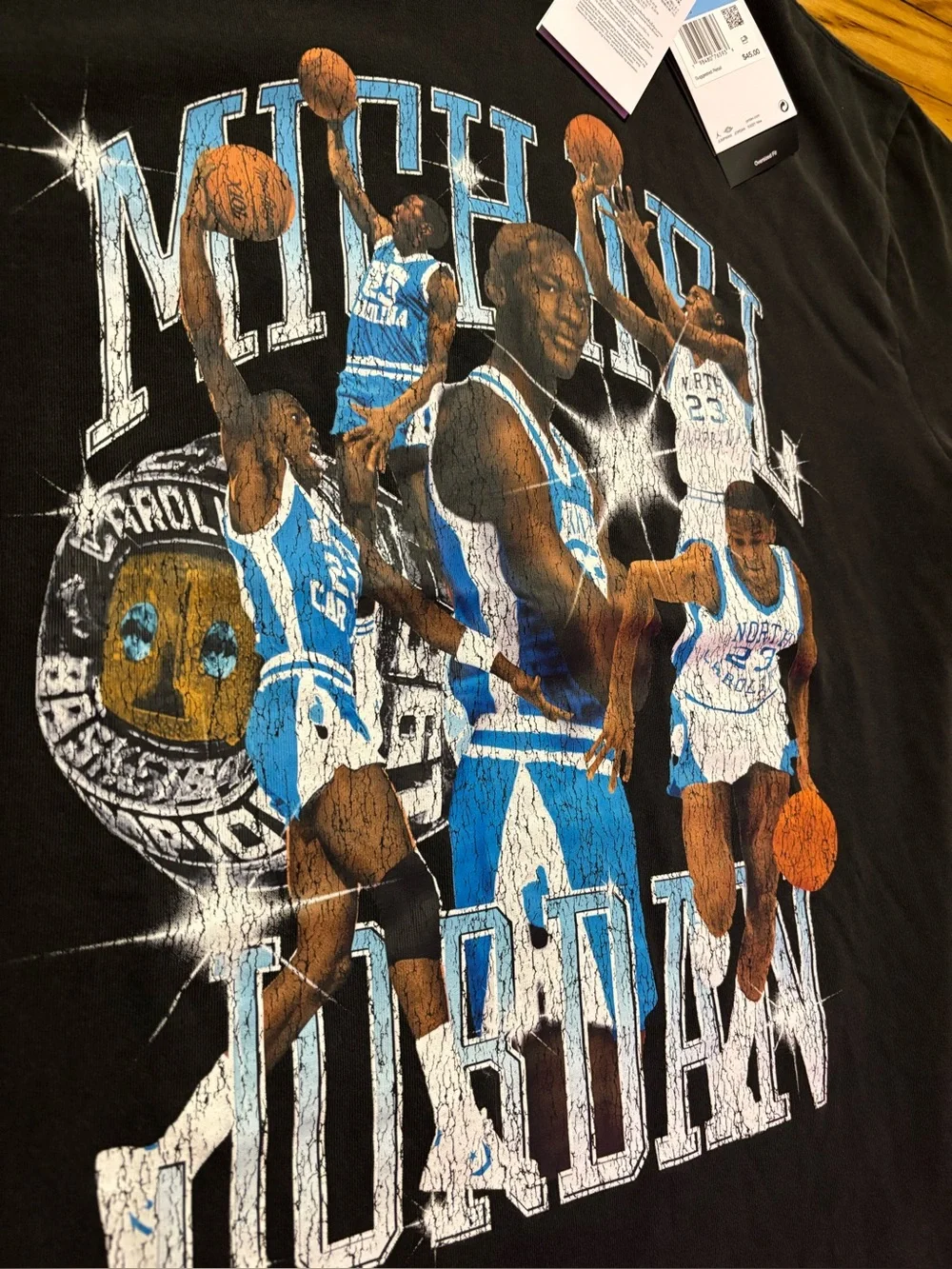 Jordan OVERSIZED FIT T-Shirt Men’s sz Retro faded Graphic of MICHAEL AT UNC NEW